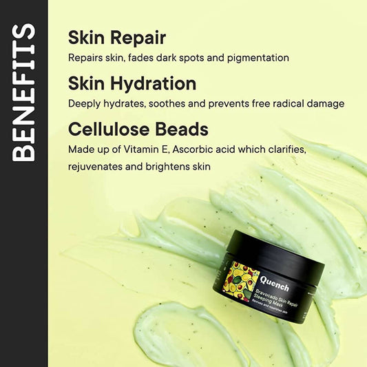 Quench Botanics Bravocado Skin Repair Night Gel Cream with Avocado Vitamins C & E - Korean Skincare | Swadesiicart
