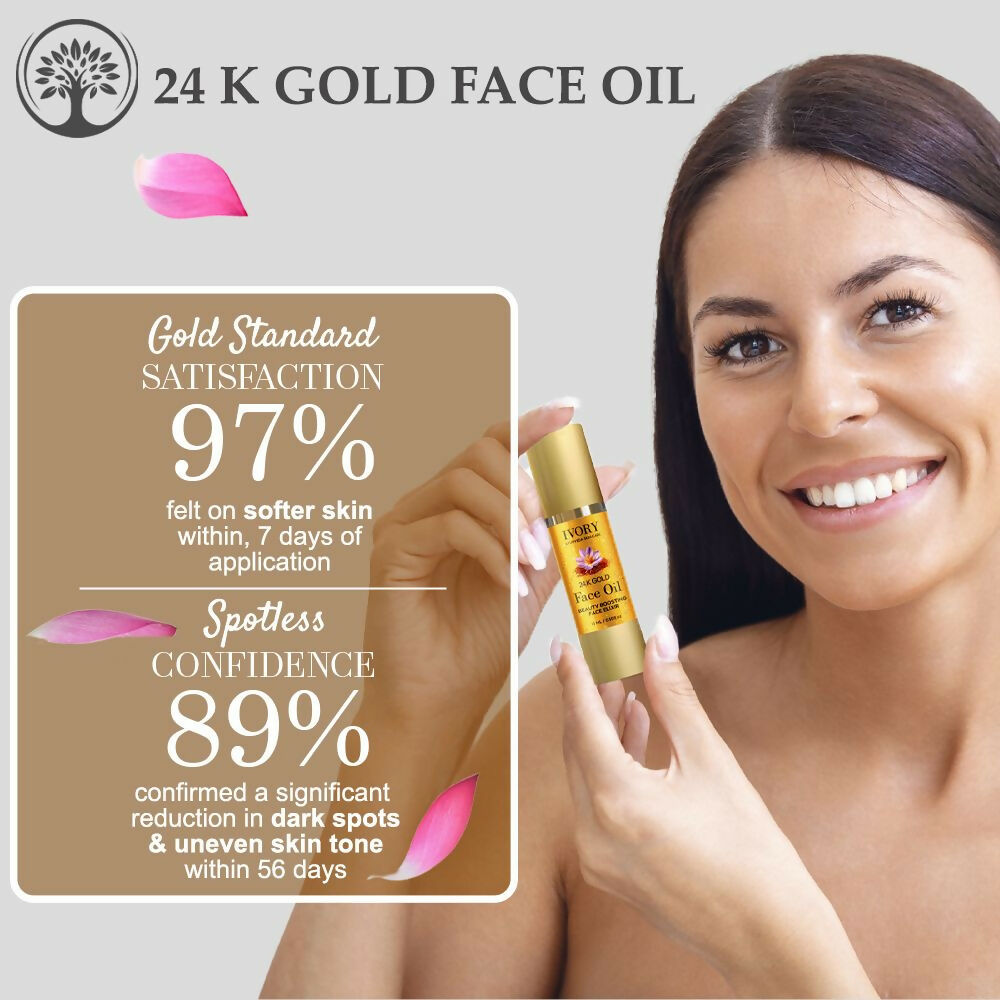 Ivory Natural 24K Gold Face Polish Oil For Luxurious Exfoliating And Rejuvenating Skincare | Swadesiicart