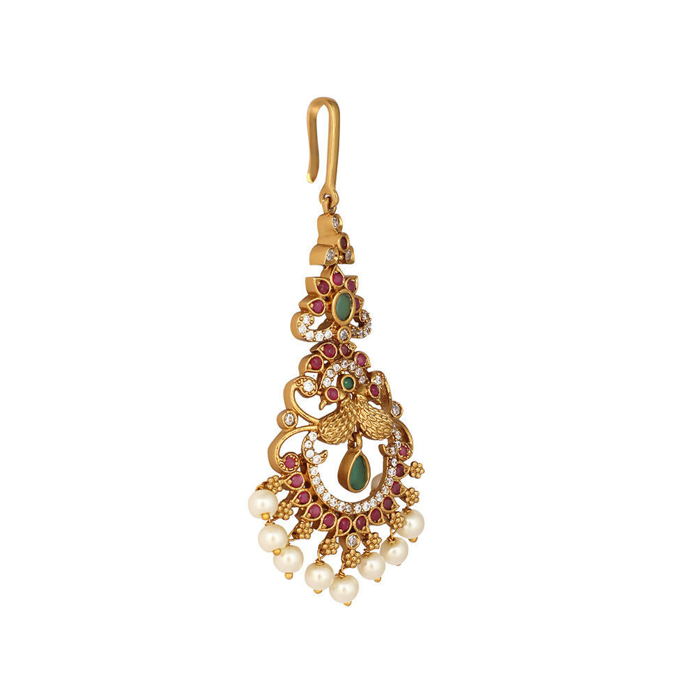 Nuyug 18K Gold Plated Ethereal Dual Color Maang Tikka | Swadesiicart