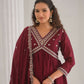 Ethnic Festive Wear Vichitra Silk Wine Stitched Suit With Dupatta - Tanisha | Swadesiicart