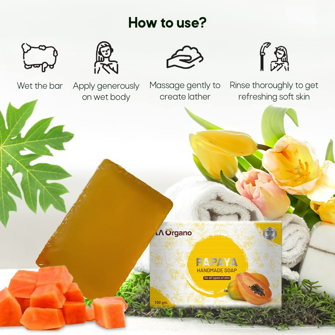 LA Organo Papaya Handmade Natural Bath Soap | Swadesiicart