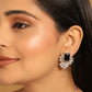 Nuyug 22K Gold Plated Noir Spark Contemporary Stud Earrings | Swadesiicart
