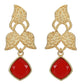 Joban Fashion Women Red Stone Matte Gold Earrings | Swadesiicart