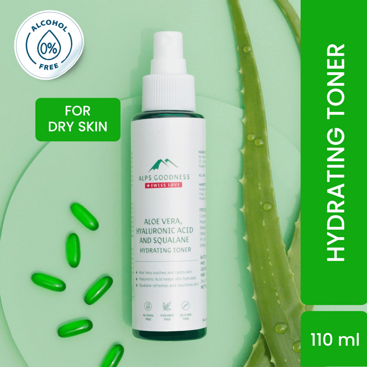 Alps Goodness Aloe Vera, Squalane & Hyaluronic Acid Hydrating Toner - Swadesiicart