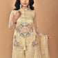 Morchari Women And Hand Embroidery Palazzo Set-Beige - Swadesiicart