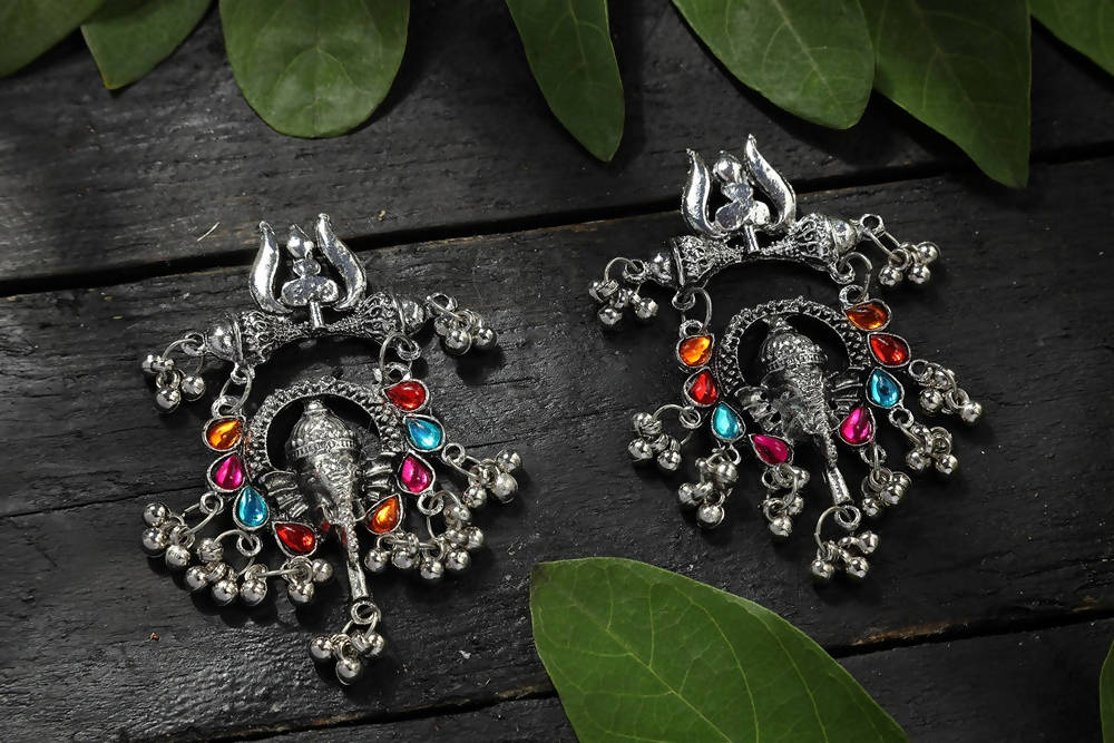 Mominos Fashion Johar Kamal Traditional Multi Kundan Ganesha Earrings - Mominos Fashion