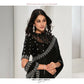 Black Crepe Satin Silk Sequence & Handwork Saree With Unstitched Blouse - Norita Saanjh