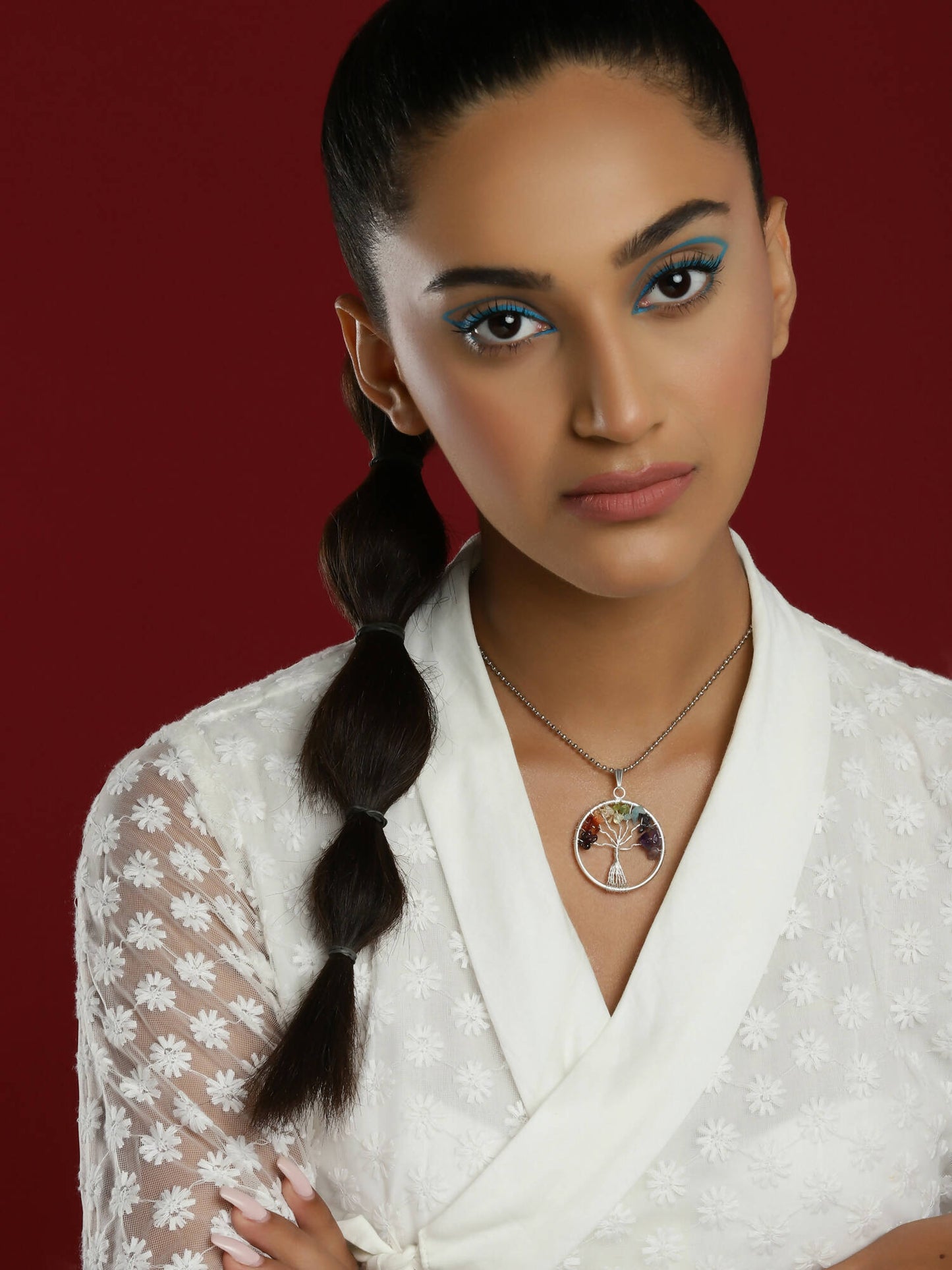 Women's Silver-Toned Blue Silver-Plated Handcrafted Chain - Ruby Raang | Swadesiicart