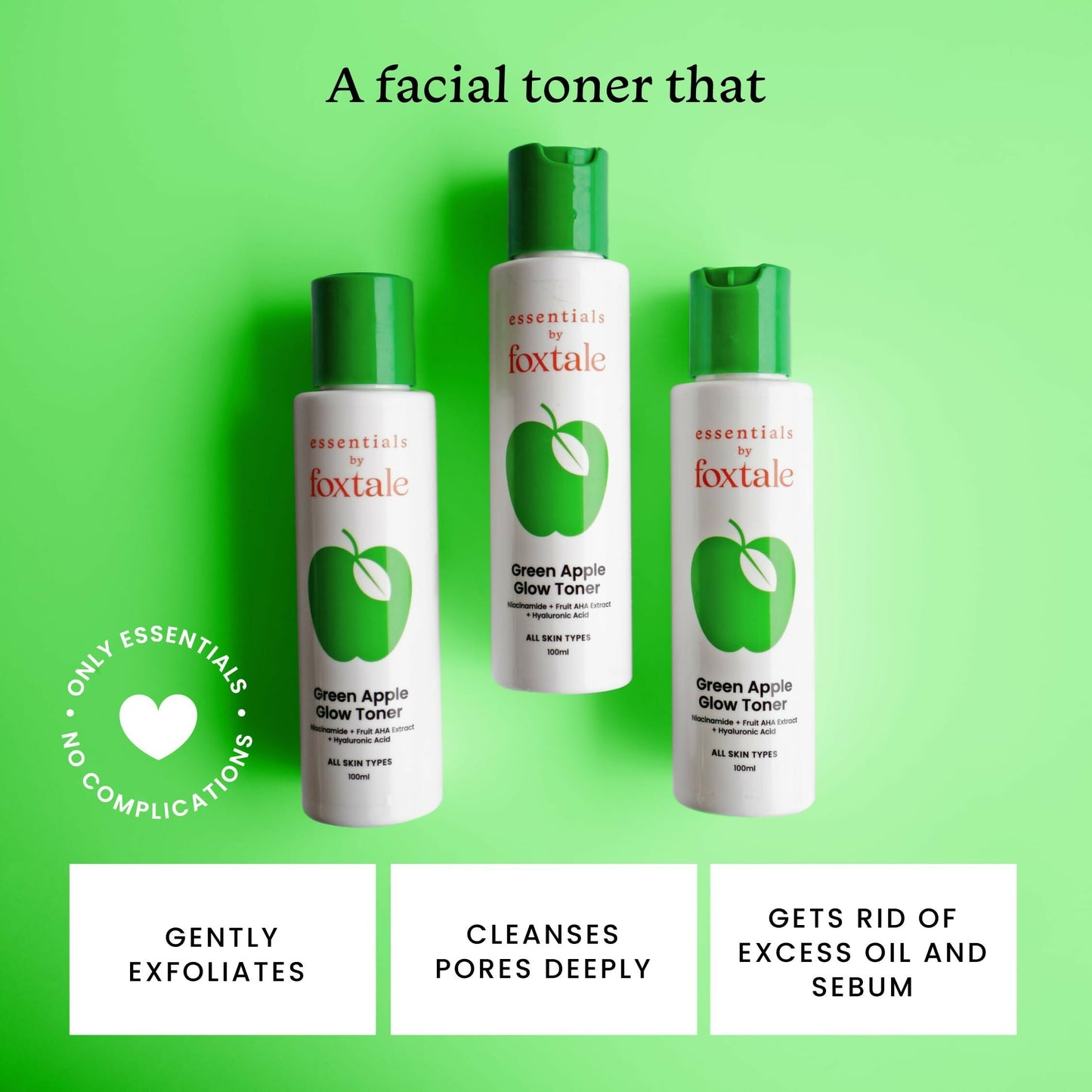 Foxtale Essentials Daily Green Apple Glow Toner with Niacinamide - Swadesiicart