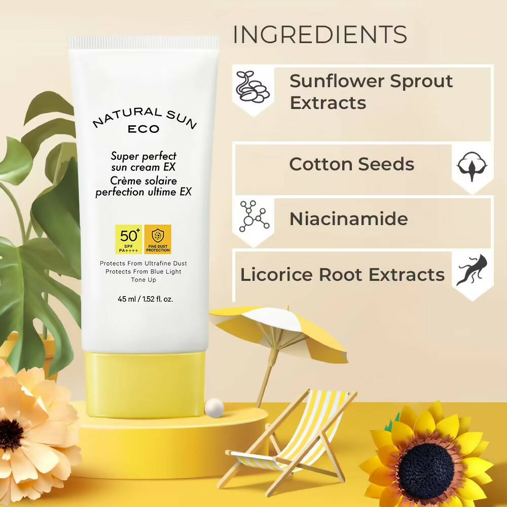 The Face Shop Natural Sun Eco Super Perfect Sun Cream Ex-SPF 50 - Korean Skincare | Swadesiicart