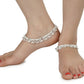 AanyaCentric Gold-Polished Mangalsutra Pendant Earring Set & Silver Plated Anklet