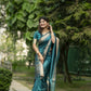 Vishnu Weaves Women's Rama Raw Silk Saree with Blouse - Swadesiicart