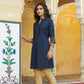 Juniper Women's Blue Cotton Flex Printed A-Line Kurta | Swadesiicart