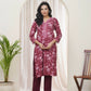 Vaasva Women Magenta Cotton Printed Straight Kurti With Pant | Swadesiicart