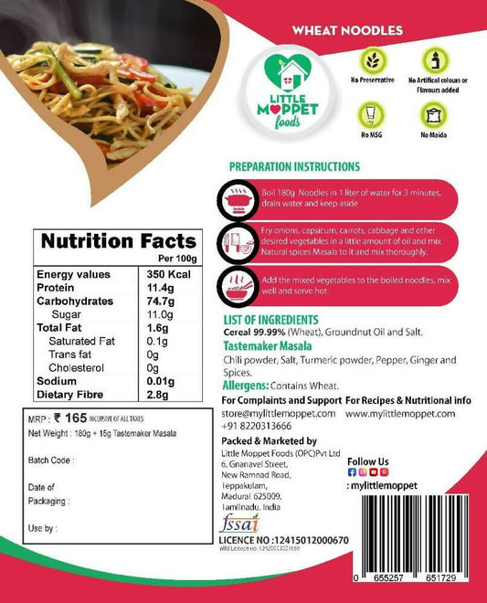 Little Moppet Foods Wheat Noodles - Swadesiicart
