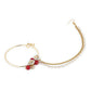 Gold-Pleated Red White Kundan Studded Beaded Nosepin - Ruby Raang | Swadesiicart