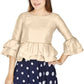 Aastha Fashion Women's Off White Art Silk Bell Sleeves attire with Poly Cotton Lining Blouse