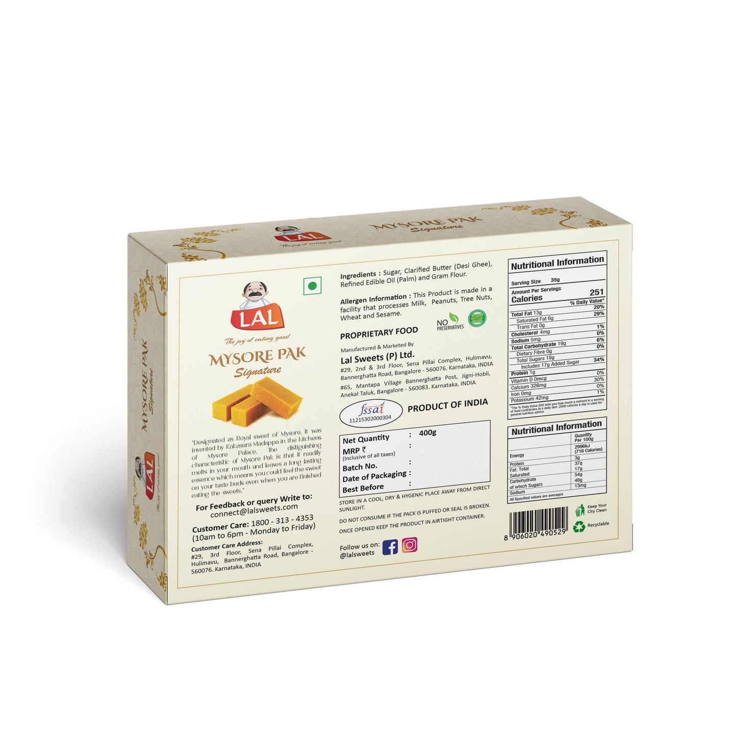Lal Sweets Mysore Pak Signature | Swadesiicart