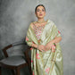 Vishnu Weaves Women's Pista Soft Tussar Silk Printed Saree with Blouse - Swadesiicart