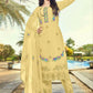 Jyoti Fashion Women's Light Yellow Faux Georgette Heavy Embroidery and Moti Work Kurta Set | Swadesiicart