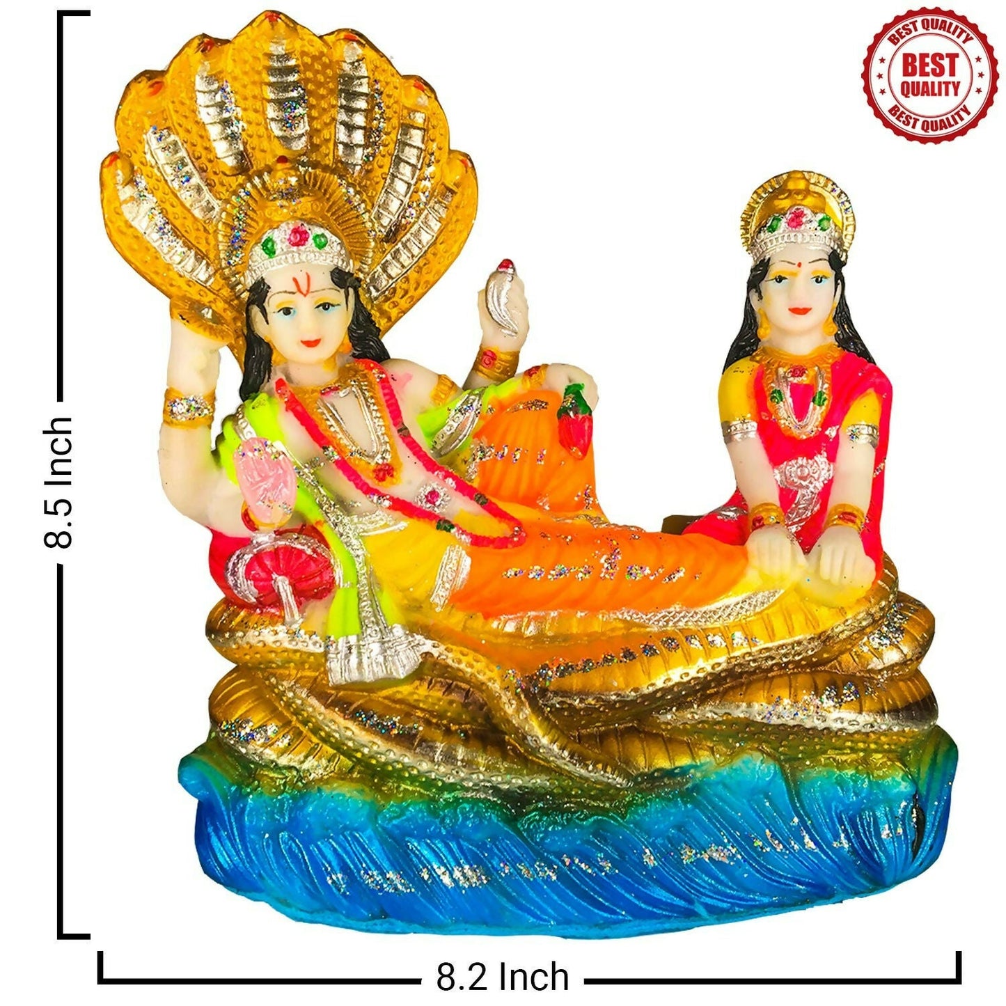 Blissful Polymer Unbreakable Action Lord Vishnu Laxmi Idol - Swadesiicart