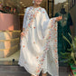 The52 White Women's Gorgeous Embroidered Viscose Chiffon Fabric Pleated Kurta Pant with Dupatta Set - Swadesiicart