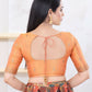Joban Fashion Rust-Gold Shimmer Elbow Sleeveless Front Open Blouse - Swadesiicart