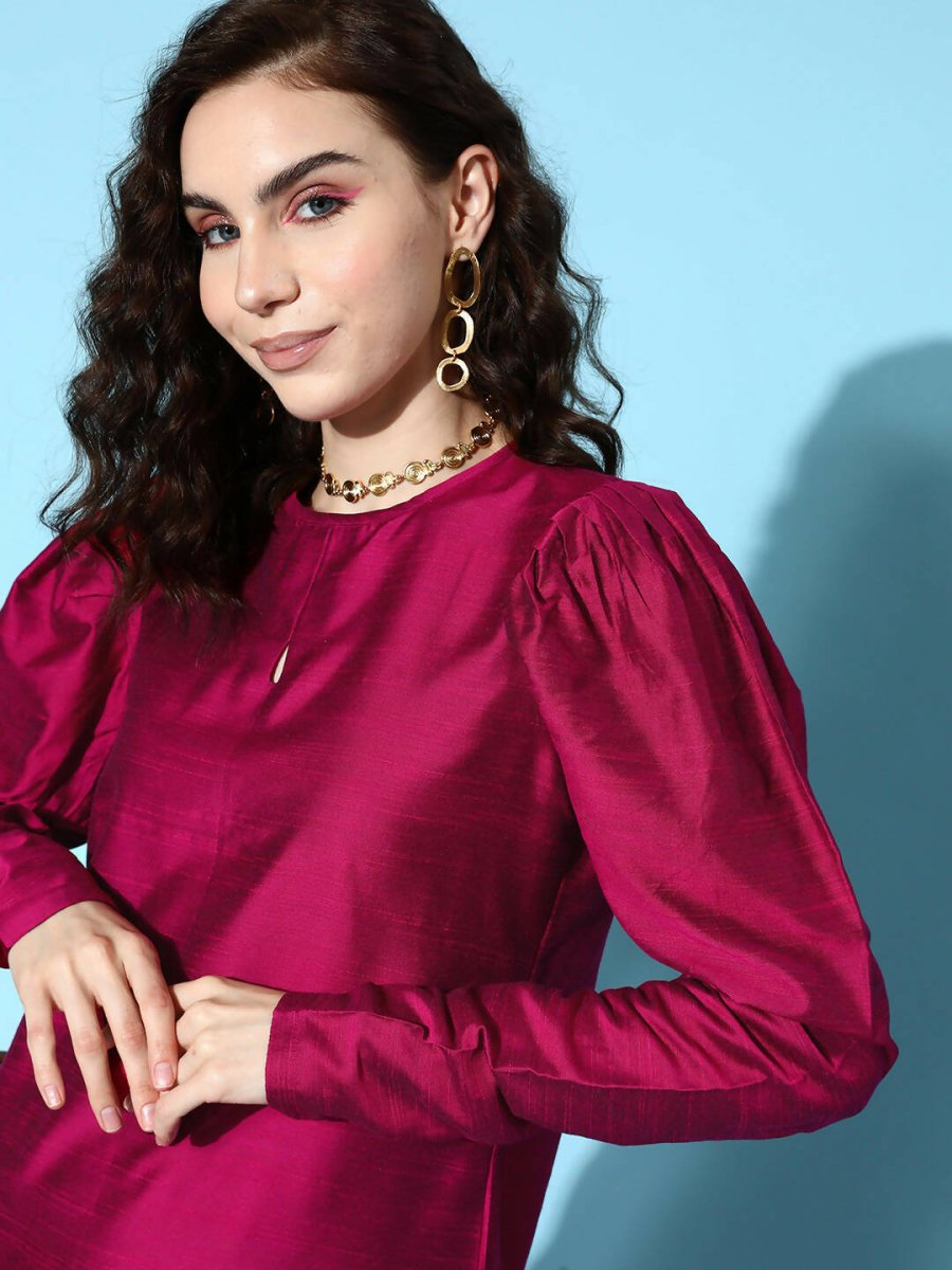 Ahalyaa Women's Traditional wear Kurta Set - Burgundy | Swadesiicart