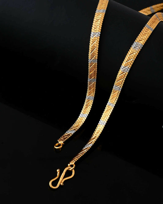 VOJ Dual Toned Self Designed Gold-Polished Chain For Men | Swadesiicart