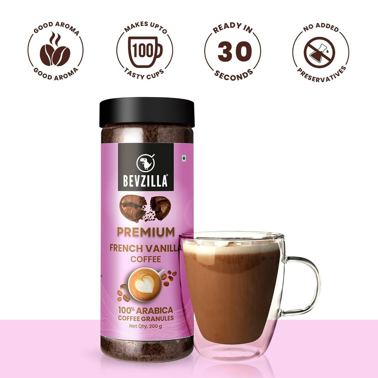 Bevzilla Premium French Vanilla Coffee Powder 100% Arabica | Swadesiicart