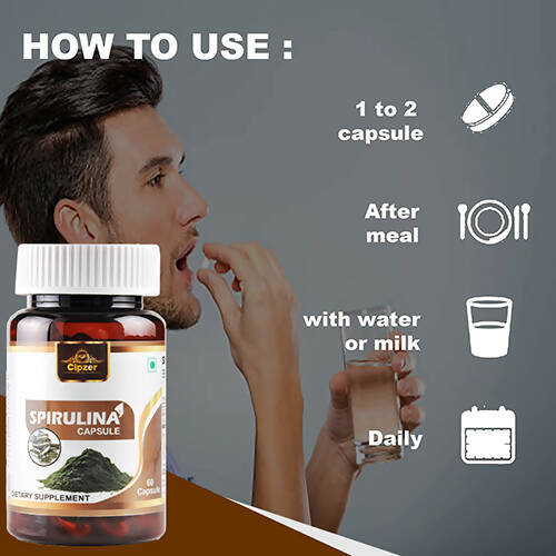 Cipzer Spirulina Capsules - Swadesiicart