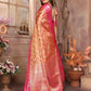 Anaita Orange Tissue Silk With Zari Weaving Saree With Blouse