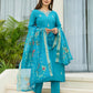 The52 Blue Women's Gorgeous Viscose Fabric Embroidered Work Straight Kurta, Pant and Dupatta Set - Swadesiicart