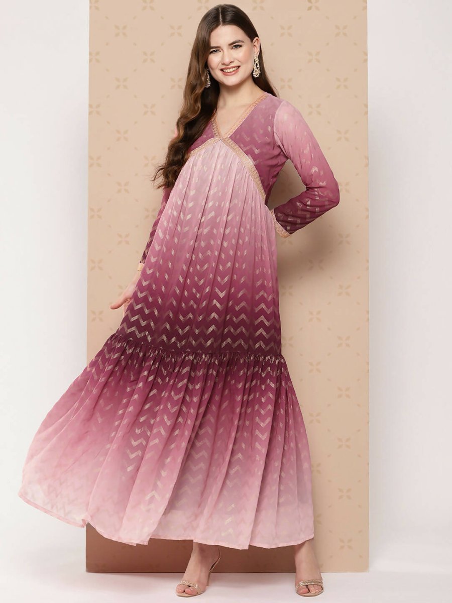 Ahalyaa Women's Traditional wear Ethnic Dress - Burgundy | Swadesiicart