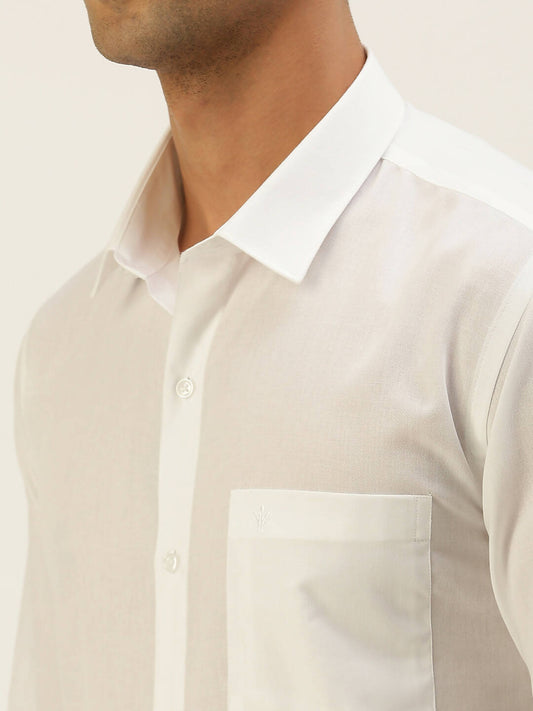 Ramraj Cotton Mens Full Sleeve White Shirt Plus Size - Minister Cotton | Swadesiicart