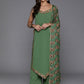 Ahalyaa Women's Traditional wear Kurta Set - Sage Green | Swadesiicart