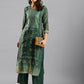 Sea Green Chinon Digital Printed With Hand Work Kurta - Himanshi - Swadesiicart