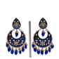 Gold-Polished Brass & Pearl Dangle Women Royal Blue Hand Painted Meenakari Chandbali Earrings By House of Ree | Swadesiicart