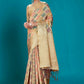 Beige Soft Organza Woven Design Saree with Unstitched Blouse Piece - Zaara