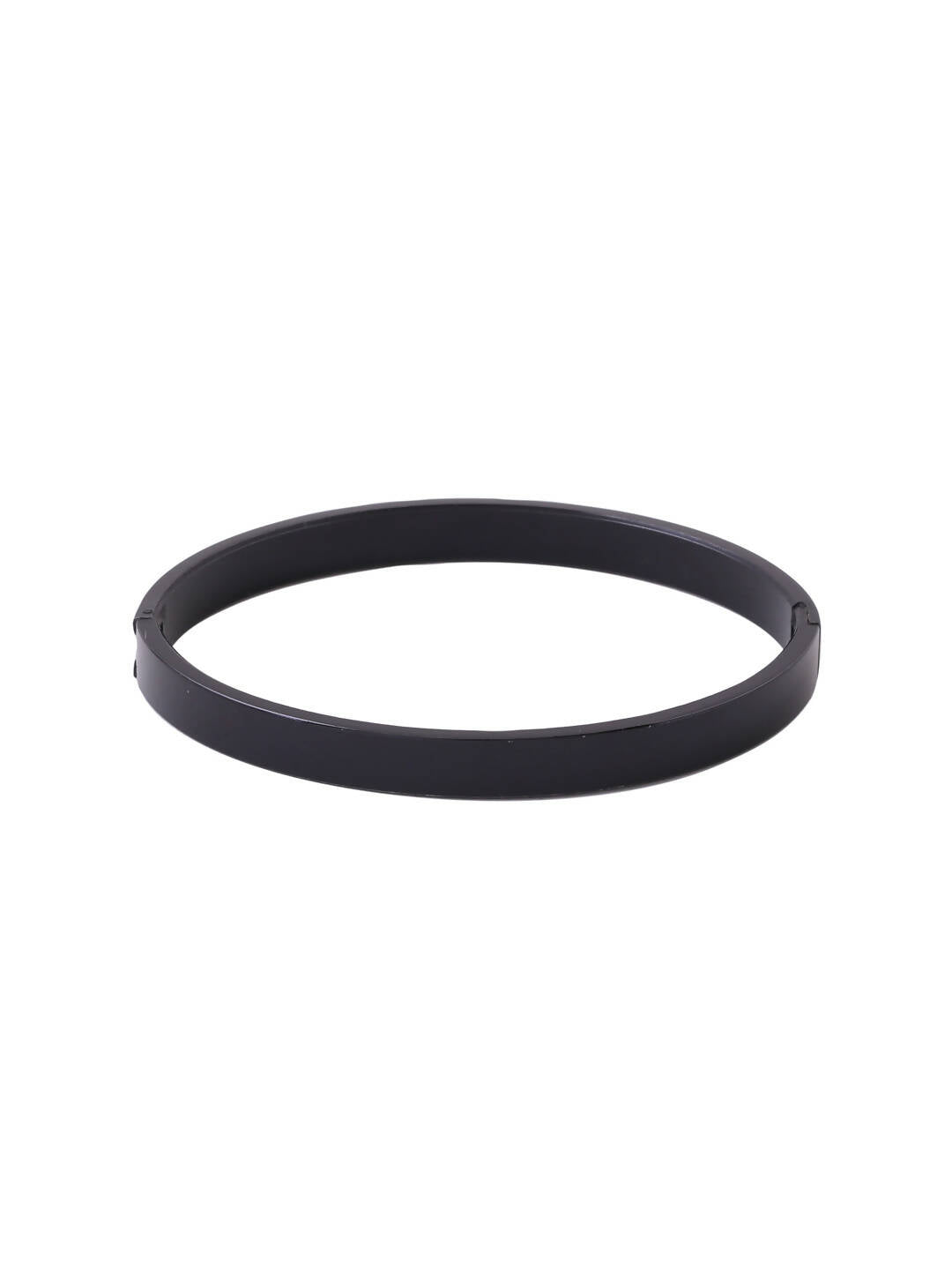 NVR Men's Black Metal Interlock Kada Bracelet - Swadesiicart