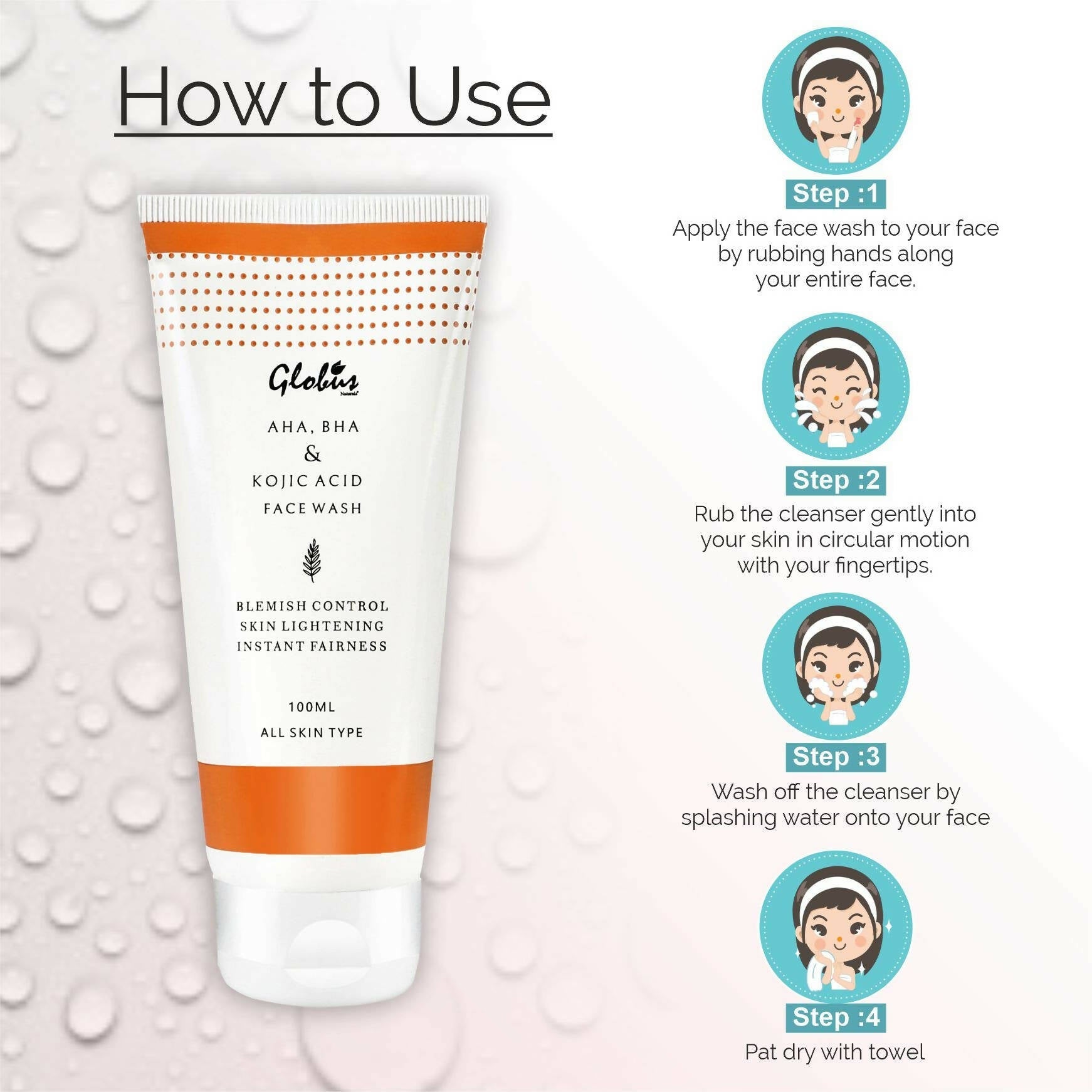 Globus Naturals AHA, BHA Herbal Face Wash - Swadesiicart