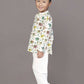 Breathables Kids Cotton Elephant Print Kurta Pyjama Night Suit - White