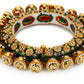 Gold-Polished Green Navratan Meenakari Bangle - Ruby Raang - Swadesiicart