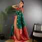 Joban Fashion Banarasi Green Woven Butti Soft Silk Saree | Swadesiicart