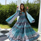 All Season Designer Blue With Multycolor Pure Maslin Gown - Anbazaar