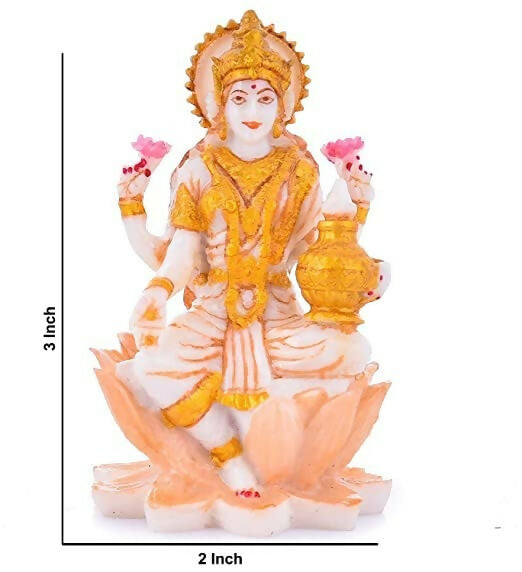 Soni Craft Handmade Poly Resin Lakshmi Ji Sculpture Sitting On Lotus Statue - Swadesiicart