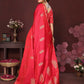 Joban Fashion Redise Pink Floral Motifs Banarasi Silk Sarees | Swadesiicart