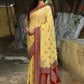 Joban Fashion Pale Yellow Crepe Chiffon Pure Handloom Banarasi Silk Saree | Swadesiicart