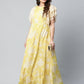 Ahalyaa Womens Lemon Yellow Crepe Floral Dress | Swadesiicart