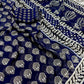 Navy Blue Poly Georgette Ajrak Saree with Unstitched Blouse - Hiral Fashion | Swadesiicart